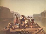 Raftsmen Playing Cards George Caleb Bingham